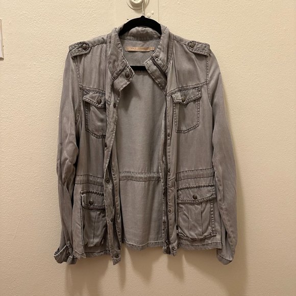 MAX JEANS Gray Utility Jacket Cargo Pockets gently worn Size S - Picture 1 of 6